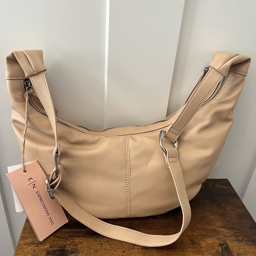 Expressions NYC Tan Leather Shoulder Bag